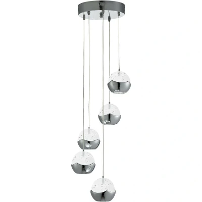 Image of LED 5 Light Spiral Cluster Pendant Chrome