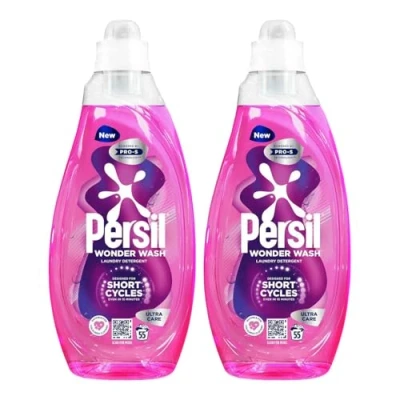Image of Persil Wonder Wash Liquid Detergent Stain Removal Designed for Shortest Cycles Even in 15 Minutes Fast Acting Formula with PRO S Technology 55 Washes 1.485 Litre (Pack of 2, Ultra Care)