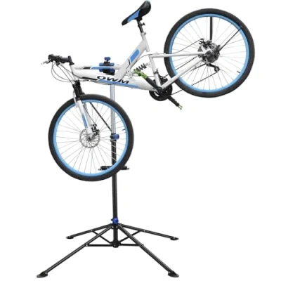 Image of Yaheetech Heavy Duty Bike Repair Stand Maintenance Workstand Folding Bicycle Workshop Mountain Work Tool with a Front Wheel Stabilizer, 108 190 cm Height, Black