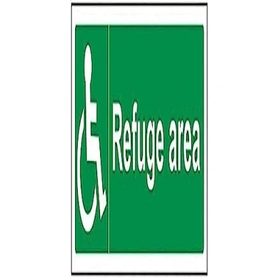 Image of V Safety 17049AX S Refuge Area Sign Landscape 300mm x 100mm Self Adhesive Vinyl, Green