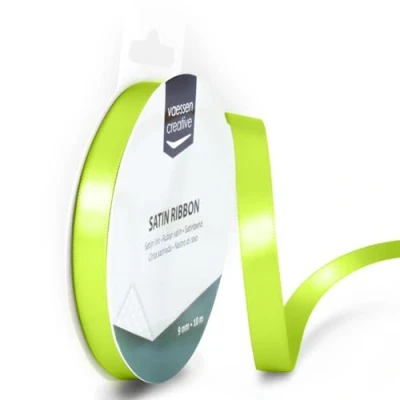 Image of Vaessen Creative Satin Ribbon, Apple Green, 9mm x 10m, Elegant Shine for Card Making, Scrapbooks, Gift Wrapping and Other Craft Projects, 9 mm