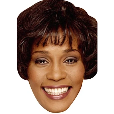 Image of FoxyPrinting Young Whitney Houston Celebrity Party Cardboard Face Mask Fancy Dress