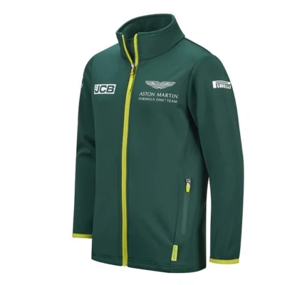Image of Aston Martin F1 Official Team Sleeve ZipUp Green Kids Softshell Jacket AM21JKT06