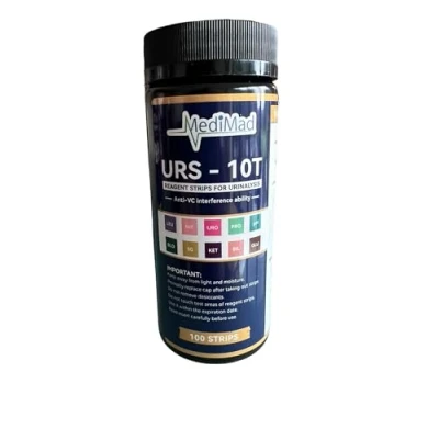 Image of 10 Parameter Urine Strips Dipstick Tests 100 Test pH, Glucose, Ketone, Liver, Kidney