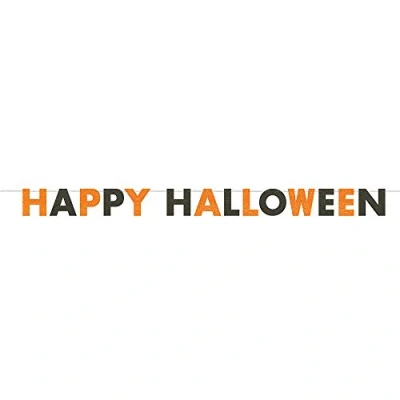 Image of Unique Party 63495 9ft Glitter Orange and Black Happy Halloween Banner