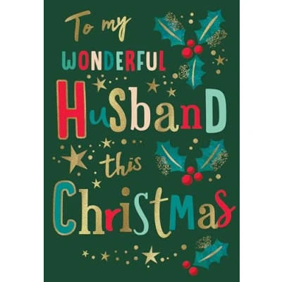 Image of Avant Garde Studios Modern Christmas Card, Husband, olive 9 x 6 inches Piccadilly Greetings