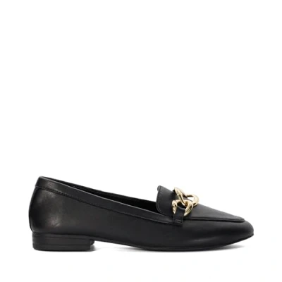 Image of Dune London Womens Ladies Gloria Leather Chain Link Loafers Black Size UK 3