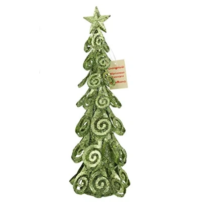 Image of Christmas Concepts® 16 Inch (40cm) Lime Green Swirl Design Metal Tree Table Top Decoration