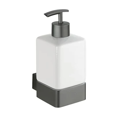 Image of WENKO Montella 23895100 Liquid Soap Dispenser for Screwing, Rust Proof Capacity: 0.36 L, Aluminium, 7.3 x 17 10.2 cm, Anthracite