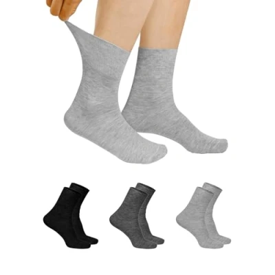 Image of 6 Pair Extra Wide Socks, Unisex Diabetic Socks Cotton Soft Comfort, Loose Top Breathable Seamless for Swollen Feet and Ankles