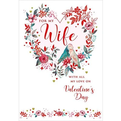 Image of Nigel Quiney Valentines Day Card Wife Birds In Heart