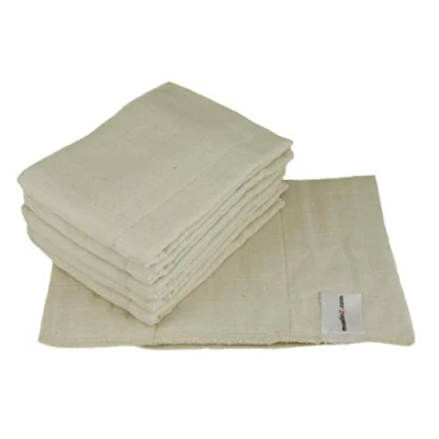 Image of MuslinZ 6 Pack Prefold Cloth Nappies Unbleached Organic Cotton Muslin Diaper Baby Reusable Nappy (Size 3)