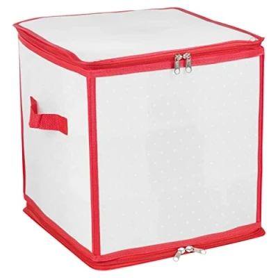 Image of Elito Home &amp; Garden Christmas Collapsible Sturdy Storage Box Bag For Xmas Baubles Ornaments Lights Tree More Decoration (Christmas Clear)
