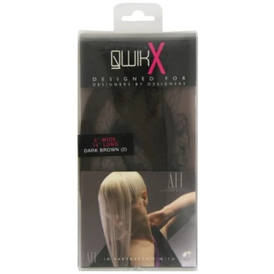 Image of Qwik X 100 Percent Indian Remi Human Hair Tape Extensions Colour 2 Dark Brown 41cm