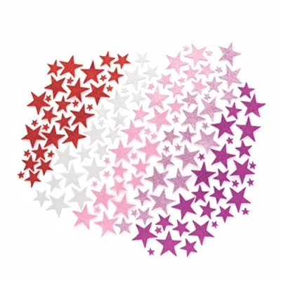 Image of Baker Ross AX670 Glitter Star Stickers Pack of 200, Foam Self Adhesives, Perfect for Children to Decorate Collages and Crafts, Ideal Schools, Craft Groups, Party Crafting, Home