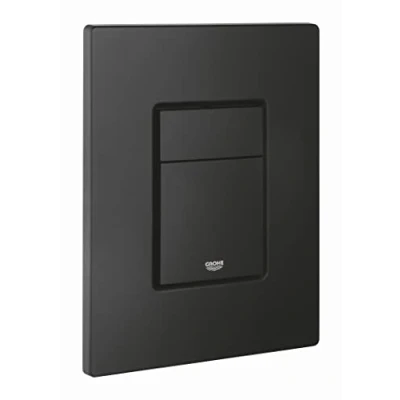 Image of GROHE Even Flush Plate for Concealed GD2 Cisterns (Water Saving, Dual with Start and Stop Activation Pneumatic Drop Valve AV1, Easy to Install), Size 156 x 197 mm, Phantom Black, 38966KF0