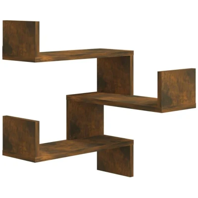Image of Revera Wall Corner Shelf Smoked Oak 40x40x50 cm Engineered Wood