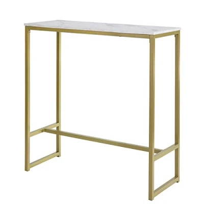 Image of SoBuy FSB34 G, Kitchen Breakfast Bar Table Dining Coffee with Golden Metal Frame, W100 x D40 H106cm
