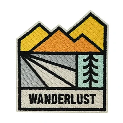 Image of Adventure Collection: Wanderlust Trees and Mountains Iron on Patch Hiking Patches, Outdoor Patch, Ironable Badges, Embroidery for Backpacks Finally Home