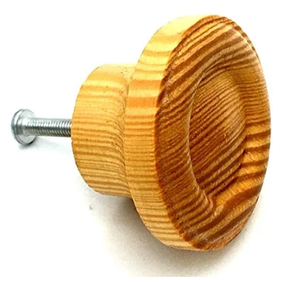 Image of 6 x Pine KNOBS 44mm Sculpt Ring Wooden Cupboard Door Cabinet Drawer Wood knob