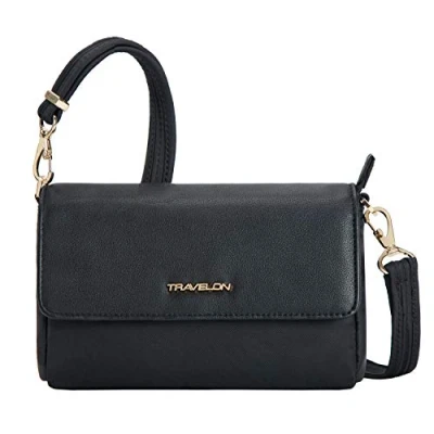 Image of Travelon Unisex Adult Anti Theft Addison Convertible Crossbody/Belt Bag, Black, One Size