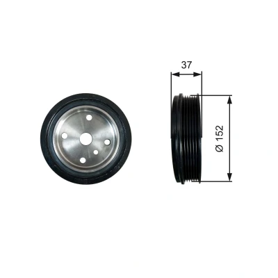 Image of 30637335, 30731865, 8642368 Crankshaft Pulley GATES FleetRunner Micro V Kit TVD1137 152mm without accessories with damping VOLVO: V70 2