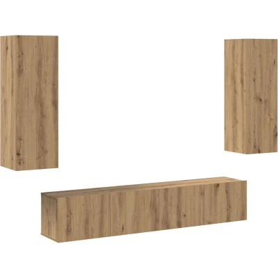 Image of vidaXL 4 Piece TV Cabinet Set Artisan Oak Engineered Wood