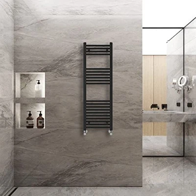 Image of Warmehaus Straight Heated Towel Rail Radiator Ladder Black 1200x400mm Central Heating Radiators for Bathroom Kitchen