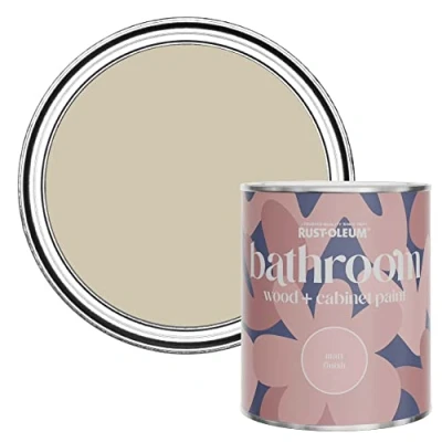 Image of Rust Oleum Grey Moisture Resistant Bathroom Wood and Cabinet Paint in Matt Finish SILVER SAGE 750ML