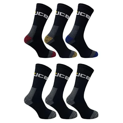 Image of JCB Mens Multipack Workwear Apparel Socks 6 Pack Assorted Black UK 11 EUR 39 46