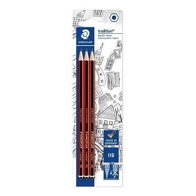 Image of STAEDTLER 110 HBBK3D Tradition Graphite Pencil for Drawing &amp; Sketching HB (Pack of 3)