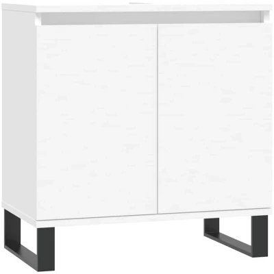 Image of vidaXL Engineered Wood Bathroom Cabinet with Iron Feet, Concrete Grey, Ample Storage Space, Modern Style Design, 58x33x60 cm