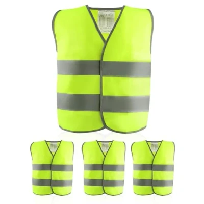 Image of 4 Pieces Hi Vis Vests for Kids,Kids High Visibility Reflective Vest,High Vests,Hi Safety Vests,High Jacket with Strips Kids Outdoor (L)