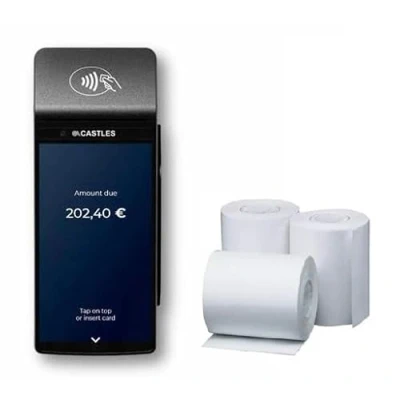 Image of Replacement Receipt Paper for Castles S1F2, S1F3 Payment Terminal, 20 Rolls