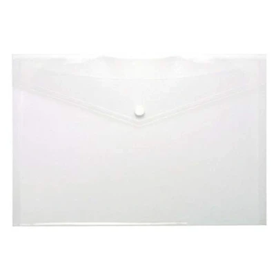 Image of A4 Stud Wallet Clear Plastic Document Holder Folder File Popper Wallets (Pack of 1)