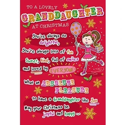 Image of Piccadilly Greetings Christmas Card Granddaughter 9 x 6 inches Regal Publishing