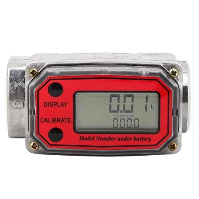 Image of Turbine Flow Meter, Mini Digital Flowmeter Diesel Fuel Meter 15 120L 1&quot; NPT for Diesel/Kerosene/Gasoline, High Accuracy and Stable(Red)