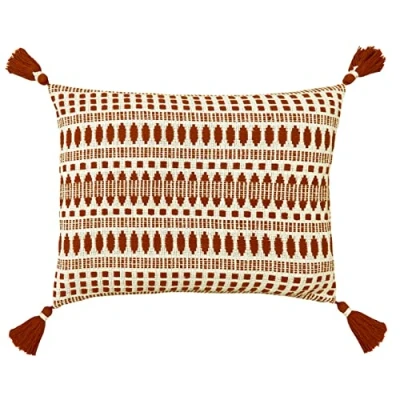 Image of The Linen Yard Ganado Polyester Filled Cushion, Cotton, Pecan