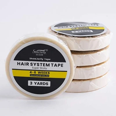 Image of ShowJarlly 1 Roll Double Sided Adhesive Lace Front Support Tape Wig (White Tape0.8cm*3yards)