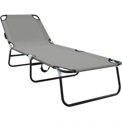 Image of vidaXL Folding Sun Lounger Portable Grey 600D Oxford Fabric