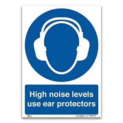 Image of Ensure Safety in High Noise Environments with A4 297x210mm PVC Rigid Plastic Levels Use Ear Protectors Sign PPE Mandatory Health and Signs&quot;