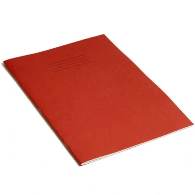Image of Rhino A4 Exercise Books, 48 Page / 8mm Lined with Margin Paper Notebook, 10 Pack, Office &amp; School Stationery Supplies, Red