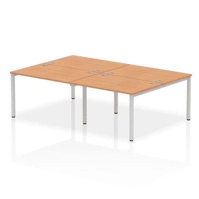 Image of Impulse Bench B2B 4 Person 1200 Silver Frame Office Desk Oak