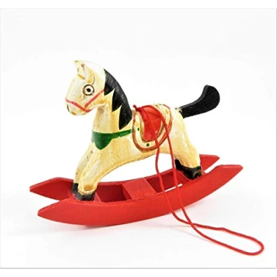Image of Melody Jane Dolls House Old Fashioned Wooden Rocking Horse Nursery Toy Shop Accessory