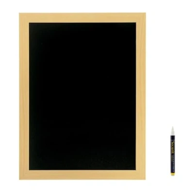 Image of Securit Woody Wood Board with Chalk Marker, Lacquered Teak Finish, 40 x 60 cm, 40x60