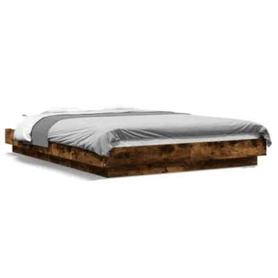 Image of vidaXL Bed Frame without Mattress Smoked Oak 140x200 cm