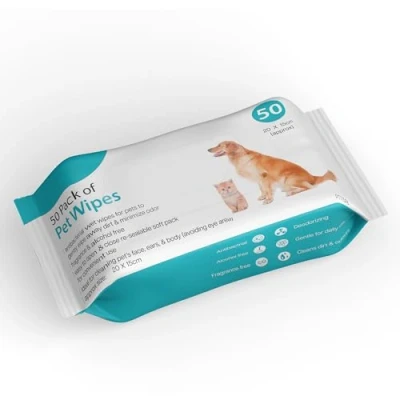 Image of WINSOME Pack of 50 Pet Wipes Alcohol Free Antibacterial Grooming for Dogs, Cat Unscented Daily Cleaning Wet Wipe Paw, Ear, Face, &amp; Body