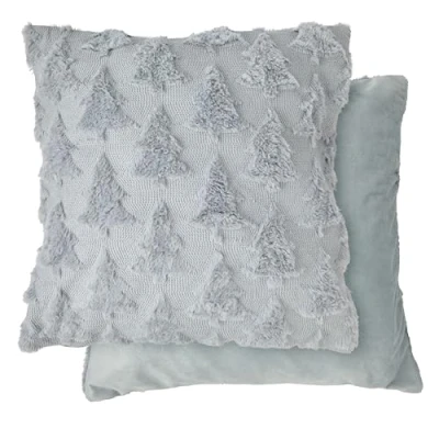Image of Emma Barclay Nyla Soft Touch Christmas Tree Cushion Cover (Silver grey)