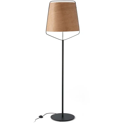 Image of Stood 1 Light Floor Lamp Black, Wood, E27