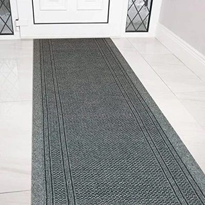 Image of eXtreme Carpet Runner for Hallways, Kitchen, and Living Room Sturdy, Washable, Lightweight Custom Length Narrow Rug Non Slip Rubber Backed 66cm Wide x 213cm Long Aztec Grey